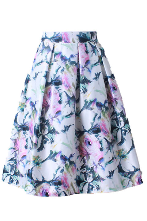 Фото товара 8787, юбка колокол с цветочным принтом